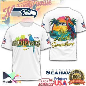 Seattle Seahawks Margaritaville Parrot Beach NFL Graphic T Shirt
