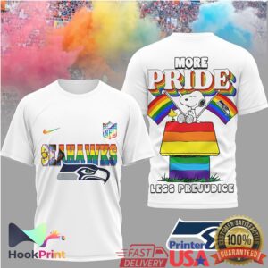 Seattle Seahawks More Pride Less Prejudice Snoopy Rainbow 2026 T Shirt Seattle Seahawks More Pride Less Prejudice Snoopy Rainbow 2026 T Shirt