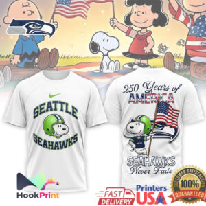 Seattle Seahawks Snoopy 250 Years of America Never Fade NFL Shirt