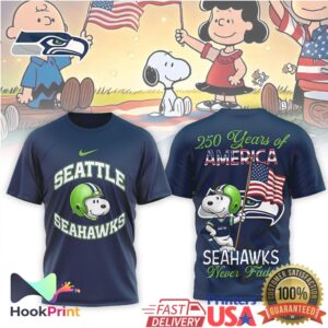 Seattle Seahawks Snoopy 250 Years of America Never Fade NFL Shirt