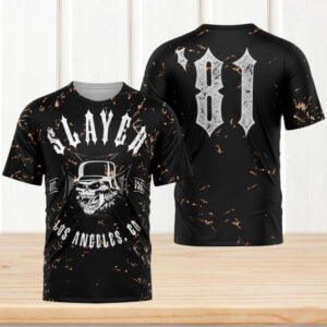 Slayer Est 1981 Los Angeles Bleach Splatter Style Heavy Metal Band T Shirt Slayer Est 1981 Los Angeles Bleach Splatter Style Heavy Metal Band T Shirt