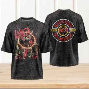 Slayer Reign In Blood 1986 To 2026 40th Anniversary Vintage Acid Wash Fans T Shirt Slayer Reign In Blood 1986 To 2026 40th Anniversary Vintage Acid Wash Fans T Shirt
