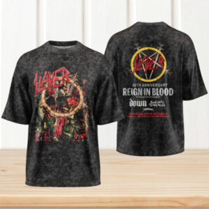 Slayer Reign In Blood 40th Anniversary Tour 2026 Vintage Mineral Wash Heavy Metal T Shirt Slayer Reign In Blood 40th Anniversary Tour 2026 Vintage Mineral Wash Heavy Metal T Shirt