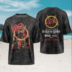 Slayer Reign In Blood 40th Anniversary Tour 2026 Vintage Mineral Wash Heavy Metal T Shirt
