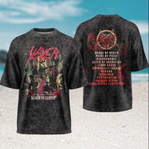 Slayer Reign In Blood 40th Anniversary Tracklist 2026 Vintage Style Heavy Metal Fans T Shirt