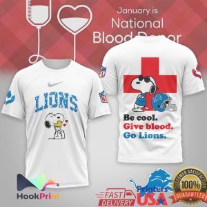 Snoopy Detroit Lions Be Cool Give Blood Donor T Shirt