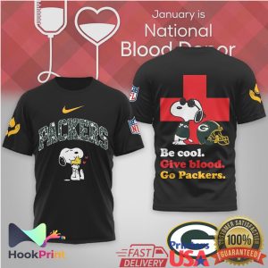 Snoopy Green Bay Packers Be Cool Give Blood Donor T Shirt