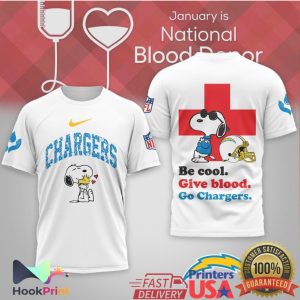 Snoopy Los Angeles Chargers Be Cool Give Blood Donor T Shirt Snoopy Los Angeles Chargers Be Cool Give Blood Donor T Shirt