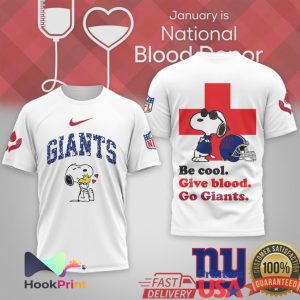 Snoopy New York Giants Be Cool Give Blood Donor T Shirt