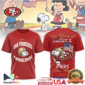 Snoopy San Francisco 49ers 250 Years of America Never Fade T Shirt Snoopy San Francisco 49ers 250 Years of America Never Fade T Shirt