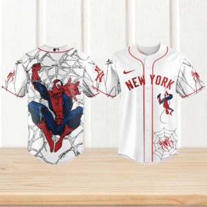 Spider Man New York Yankees MLB Baseball Action Pose Web Pattern Jersey