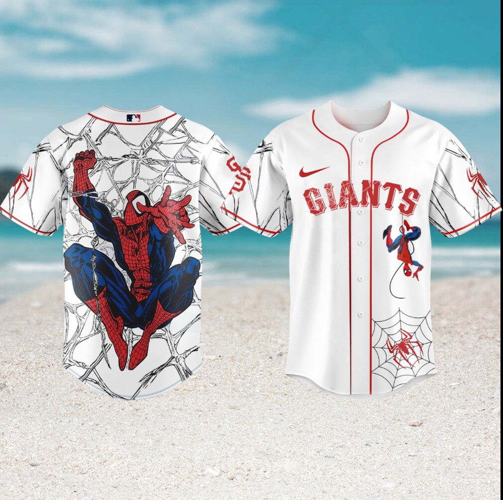Spider Man San Francisco Giants MLB Baseball Action Pose Web Pattern Jersey Spider Man San Francisco Giants MLB Baseball Action Pose Web Pattern Jersey