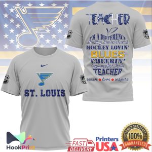 St. Louis Blues Hockey Loving Teacher Cheerin' Hard Workin' T Shirt