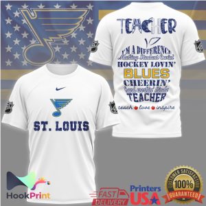 St. Louis Blues Hockey Loving Teacher Cheerin' Hard Workin' T Shirt