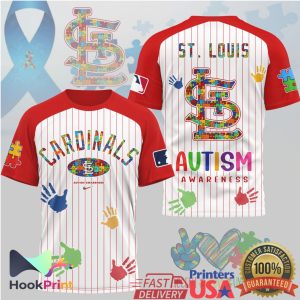 St. Louis Cardinals Autism Awareness Pinstripe Baseball T Shirt