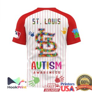 St. Louis Cardinals Autism Awareness Pinstripe Baseball T Shirt