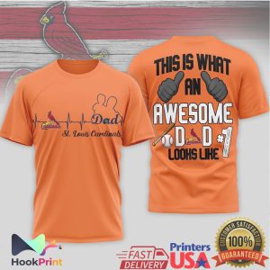 St. Louis Cardinals Heartbeat Awesome Dad Baseball Graphic T Shirt