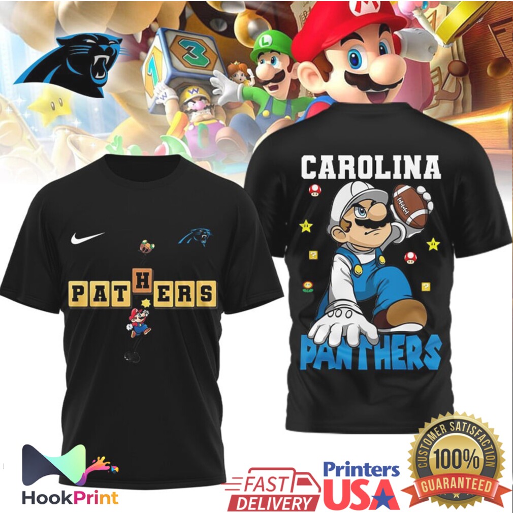 Super Mario x Carolina Panthers Mashup Video Game Style NFL T Shirt Super Mario x Carolina Panthers Mashup Video Game Style NFL T Shirt