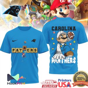 Super Mario x Carolina Panthers Mashup Video Game Style NFL T Shirt
