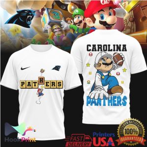 Super Mario x Carolina Panthers Mashup Video Game Style NFL T Shirt