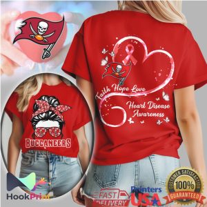 Tampa Bay Buccaneers Heart Disease Awareness Faith Hope Love Bucs Fan T Shirt