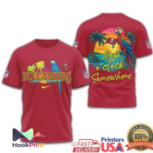 Tampa Bay Buccaneers It's 5 O'Clock Somewhere Tropical Parrot NFL T Shirt