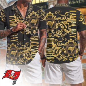 Tampa Bay Buccaneers Luxury Gold Floral Baroque Print Summer Fashion For T Shirt Tampa Bay Buccaneers Luxury Gold Floral Baroque Print Summer Fashion For T Shirt