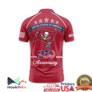 Tampa Bay Buccaneers USA 250th Anniversary 1776 2026 Custom Name Polo Shirt