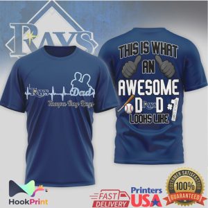 Tampa Bay Rays #1 Dad Baseball Heartbeat Fan Graphic T Shirt