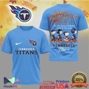 Tennessee Titans Peanuts Snoopy Autumn Leaves Football Fan T Shirt