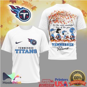 Tennessee Titans Peanuts Snoopy Autumn Leaves Football Fan T Shirt