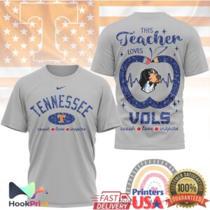 Tennessee Vols This Teacher Loves Teach Love Inspire Apple Heart Gift Men Women T Shirt