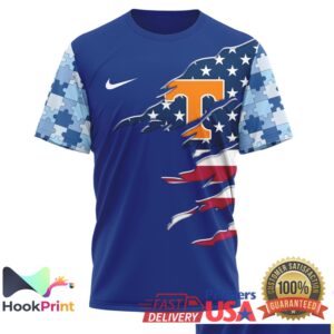 Tennessee Volunteers NCAA Autism Awareness Blue Ribbon Football Fans Supporters T Shirt