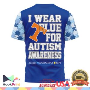 Tennessee Volunteers NCAA Autism Awareness Blue Ribbon Football Fans Supporters T Shirt