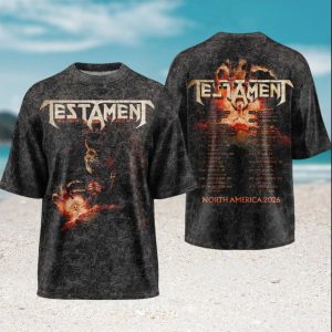 Testament North America 2026 Tour Skeleton Demon Vintage Wash T Shirt Testament North America 2026 Tour Skeleton Demon Vintage Wash T Shirt