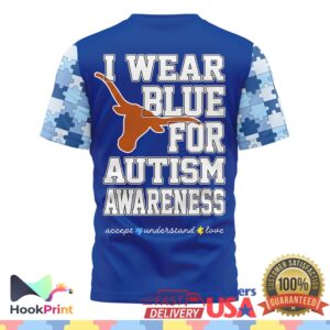 Texas Longhorns Autism Awareness Support 2026 Blue Ribbon Puzzle Fans T Shirt
