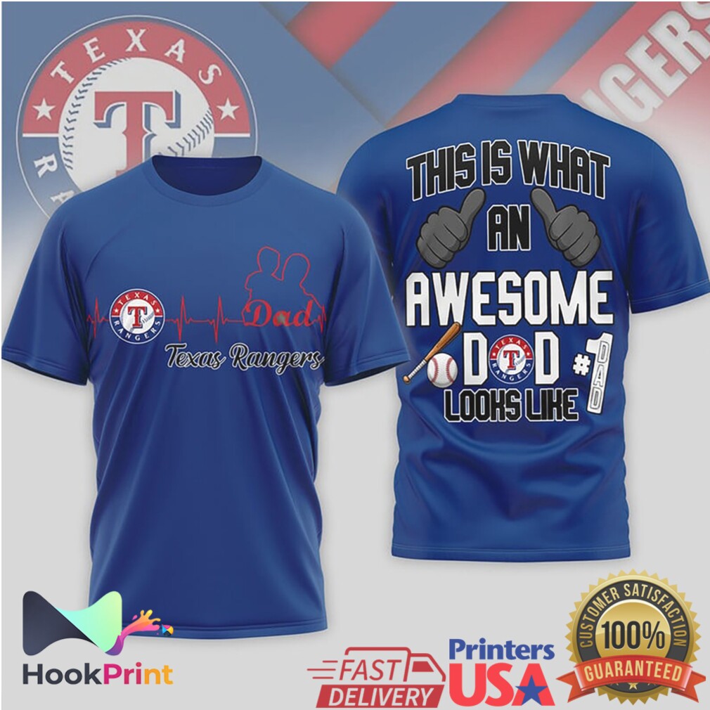 Texas Rangers Heartbeat This Is What An Awesome Dad Looks Like T Shirt Texas Rangers Heartbeat This Is What An Awesome Dad Looks Like T Shirt