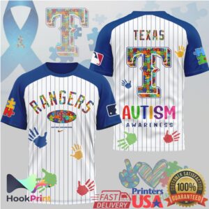 Texas Rangers MLB Autism Awareness 2026 Retro Pinstripe Puzzle Fans Men Women T Shirt Texas Rangers MLB Autism Awareness 2026 Retro Pinstripe Puzzle Fans Men Women T Shirt