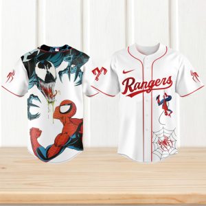 Texas Rangers Spider Man vs Venom Graphic Baseball Jersey