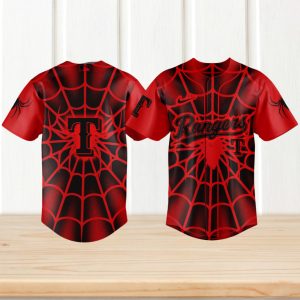 Texas Rangers Spider Web Red & Black Graphic Baseball Jersey