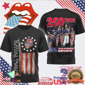 The Rolling Stones 250 Years Still Rockin' American Flag T Shirt