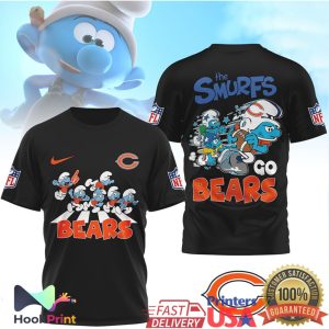 The Smurfs x Chicago Bears NFL Custom Graphic T Shirt The Smurfs x Chicago Bears NFL Custom Graphic T Shirt