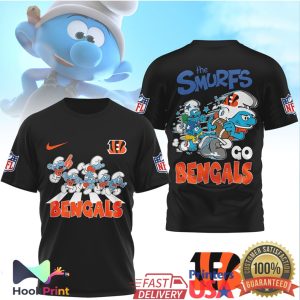 The Smurfs x Cincinnati Bengals NFL Custom Graphic T Shirt The Smurfs x Cincinnati Bengals NFL Custom Graphic T Shirt