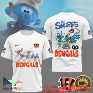 The Smurfs x Cincinnati Bengals NFL Custom Graphic T Shirt