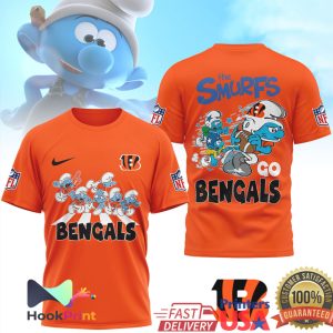 The Smurfs x Cincinnati Bengals NFL Custom Graphic T Shirt