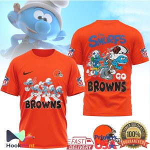 The Smurfs x Cleveland Browns NFL Custom Graphic T Shirt The Smurfs x Cleveland Browns NFL Custom Graphic T Shirt