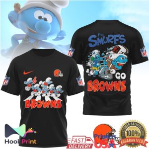 The Smurfs x Cleveland Browns NFL Custom Graphic T Shirt