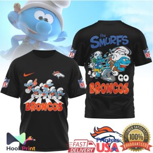 The Smurfs x Denver Broncos NFL Custom Graphic T Shirt The Smurfs x Denver Broncos NFL Custom Graphic T Shirt