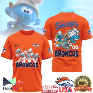 The Smurfs x Denver Broncos NFL Custom Graphic T Shirt