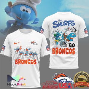 The Smurfs x Denver Broncos NFL Custom Graphic T Shirt